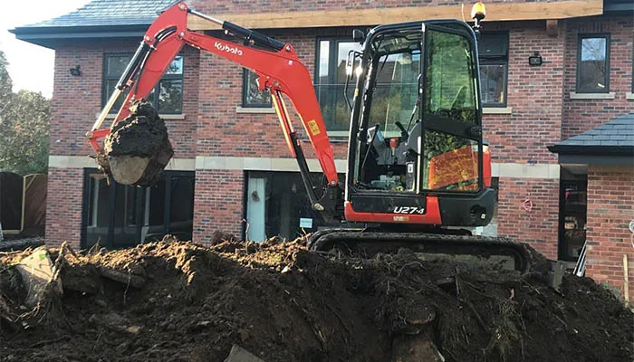 Professional excavation services Manchester - digger excavating foundation